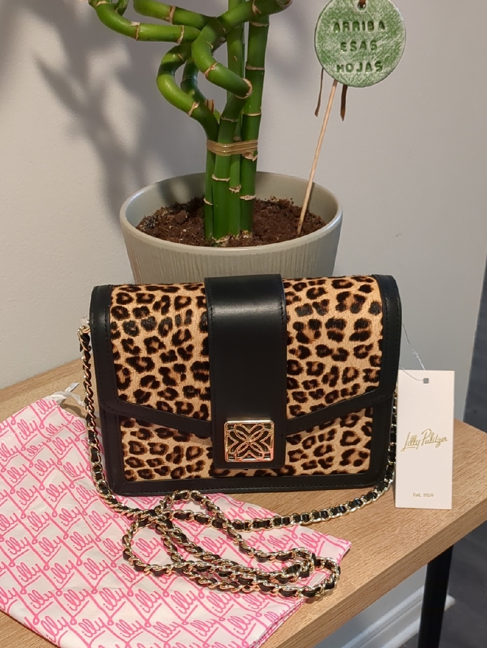 Lilly Pulitzer Leopard Haircalf Crossbody in Black & Brown - Picture 6 of 6